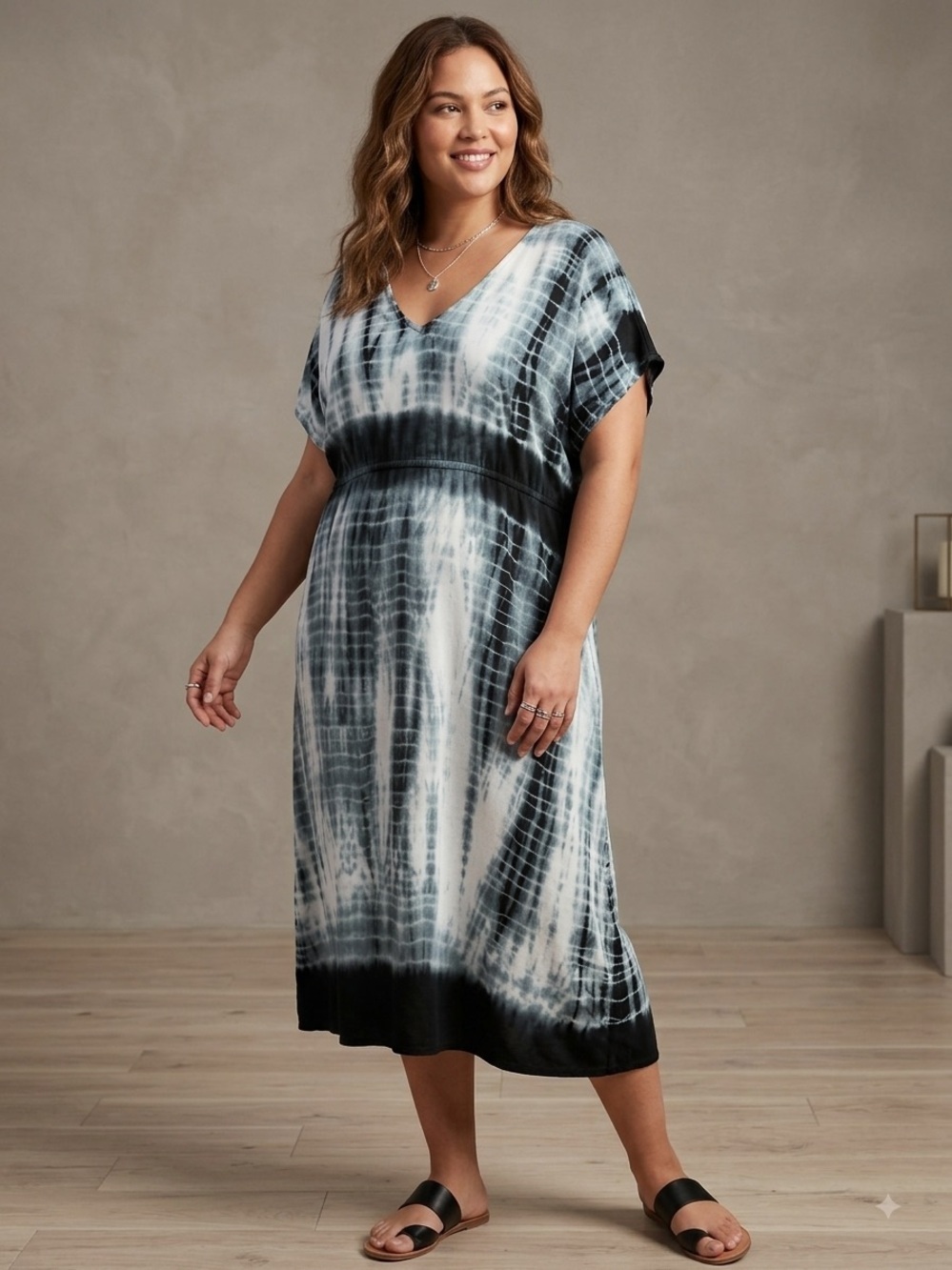Mlle Gabrielle tie-dye dress swimsuit cover-up flowy 1X.